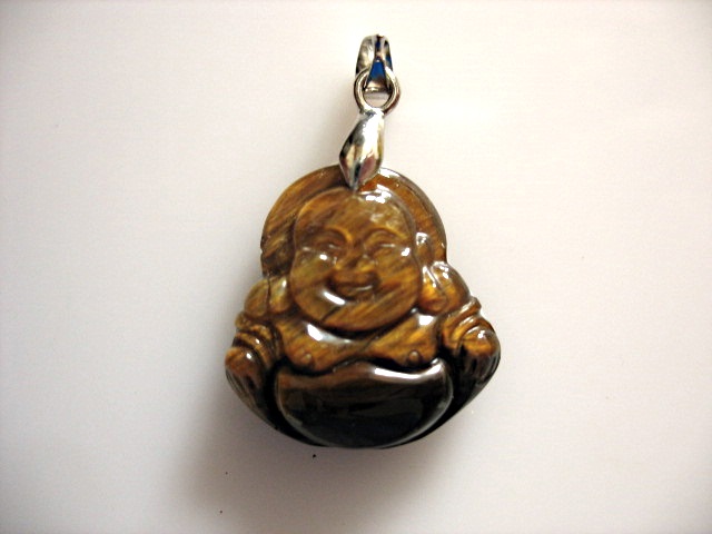 Pendentif buddha chinois en oeil de tigre